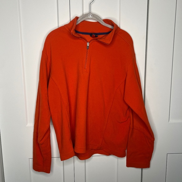 Lands' End Orange 1/4 Zip Fleece - Picture 1 of 4